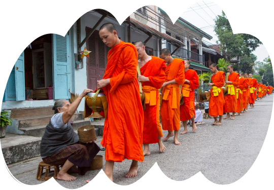 Alms Giving Ceremony in Luang Prabang, Laos