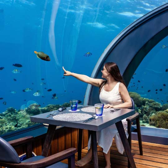 Underwater restaurant in Maldives