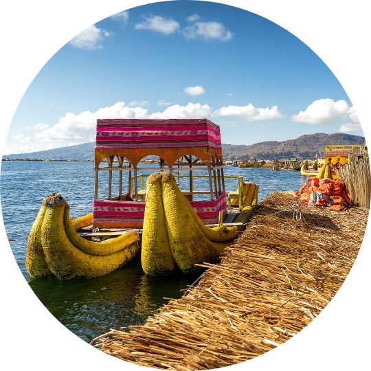 Straw islands and straw boats on Lake Titicaca