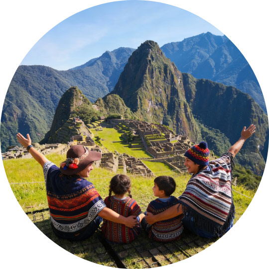 A family photo with Machu Picchu