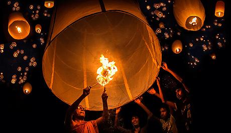 Lantern release in Chiang Mai, Thailand