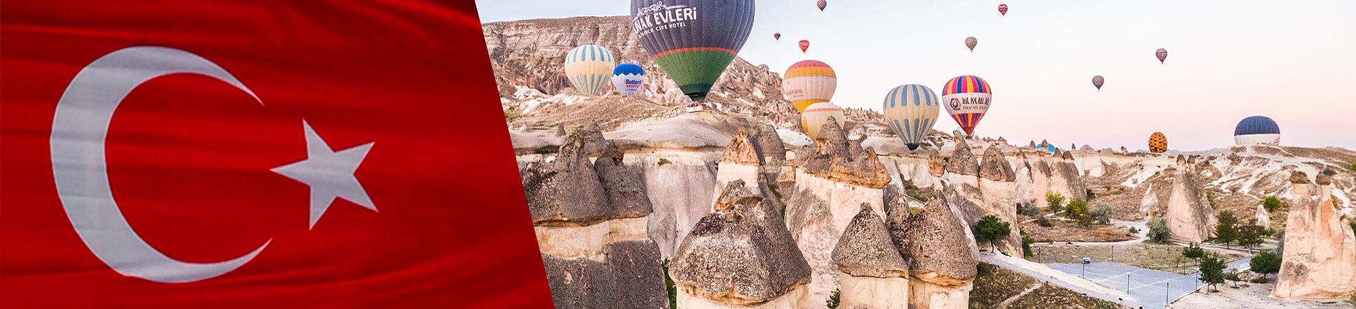 Turkey National Flag and Capadocia