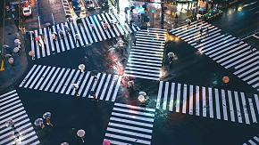 Tokyo Shibuya Crossing, Rainy
