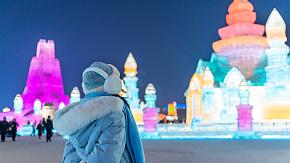 Admire the view of Harbin Ice and Snow World