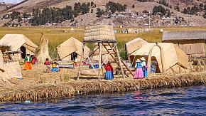 The Uros Floating Islands on Lake Titicaca
