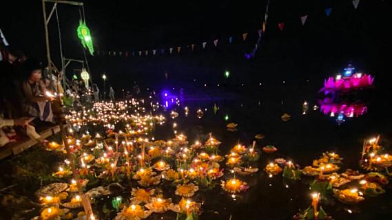 Water Lantern Releasing in Thailand