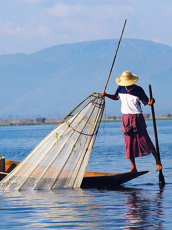 One-Leg Rowing of Inle Lake