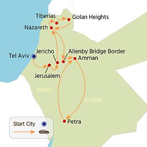 Israel and Jordan tour route