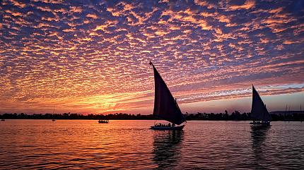 Egyptian Felucca Sailing, Nile River
