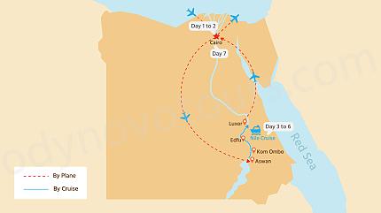 7-Day Egypt Tour Route