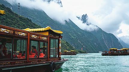 Goddess Stream by Traditional Wooden Boat